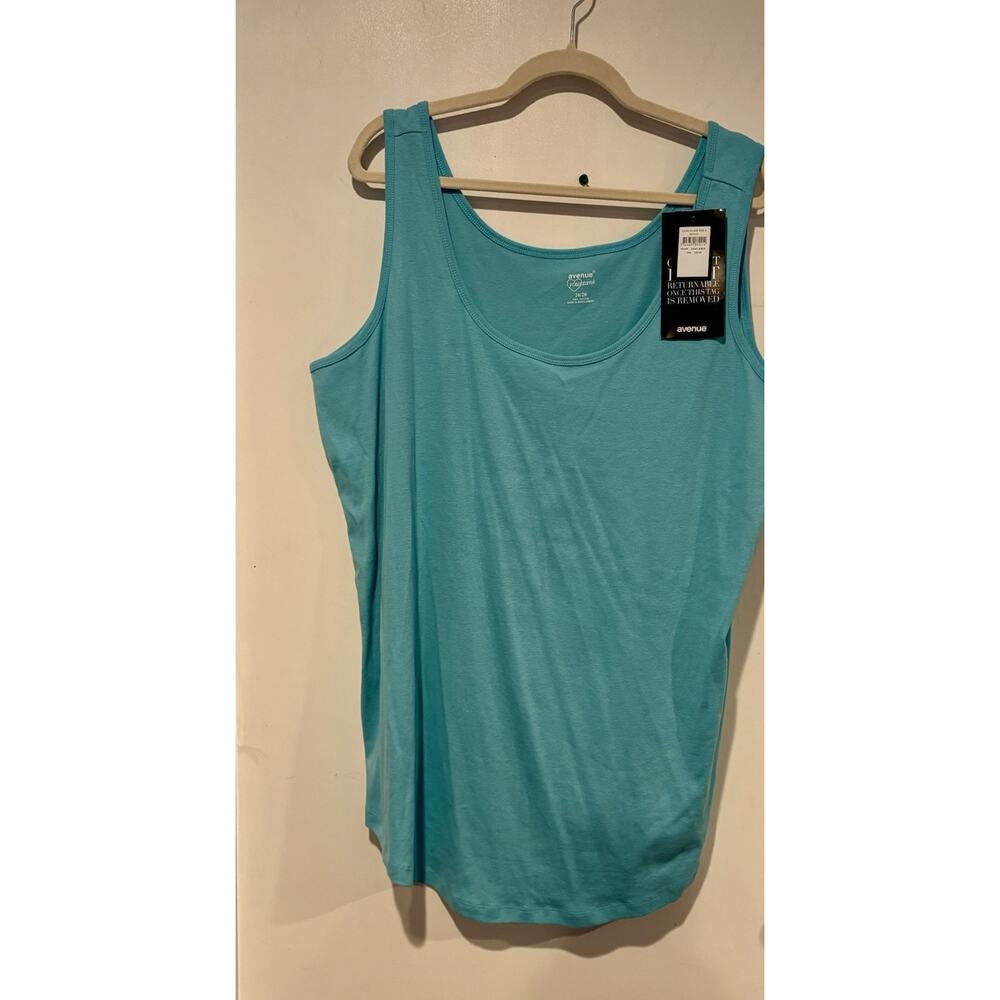 Avenue Womens Your Tank In Light Aqua Size 26/28
